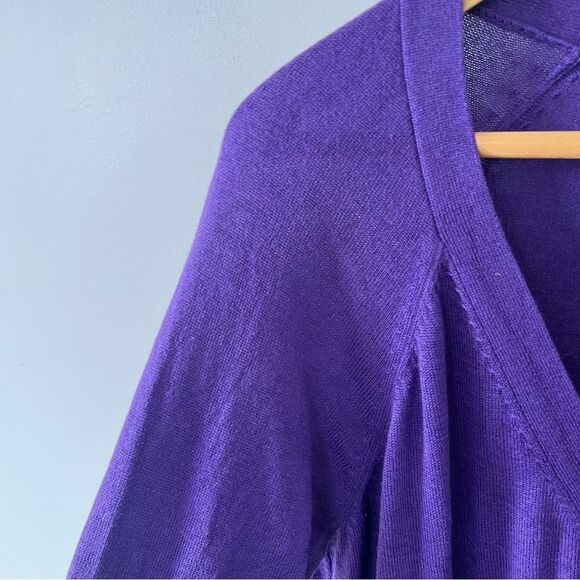Elie Tahari Purple Silk Cashmere Blend Long Cardigan Sweater - Picture 3 of 7